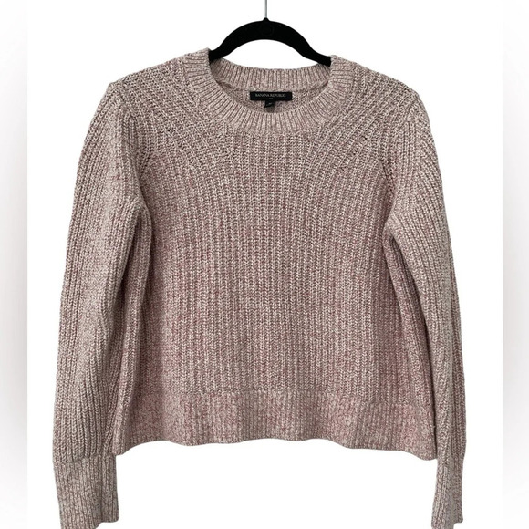 Banana Republic Women's Cropped Knit Sweater Ribbed Wool Heritage Pink medium - Picture 1 of 8